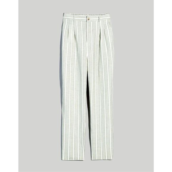 Madewell Linen Blend Striped Pants Tailored Tapered Size 4 NWT - Picture 4 of 9